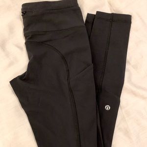 Lululemon Black Speed Tights, brushed, size 4